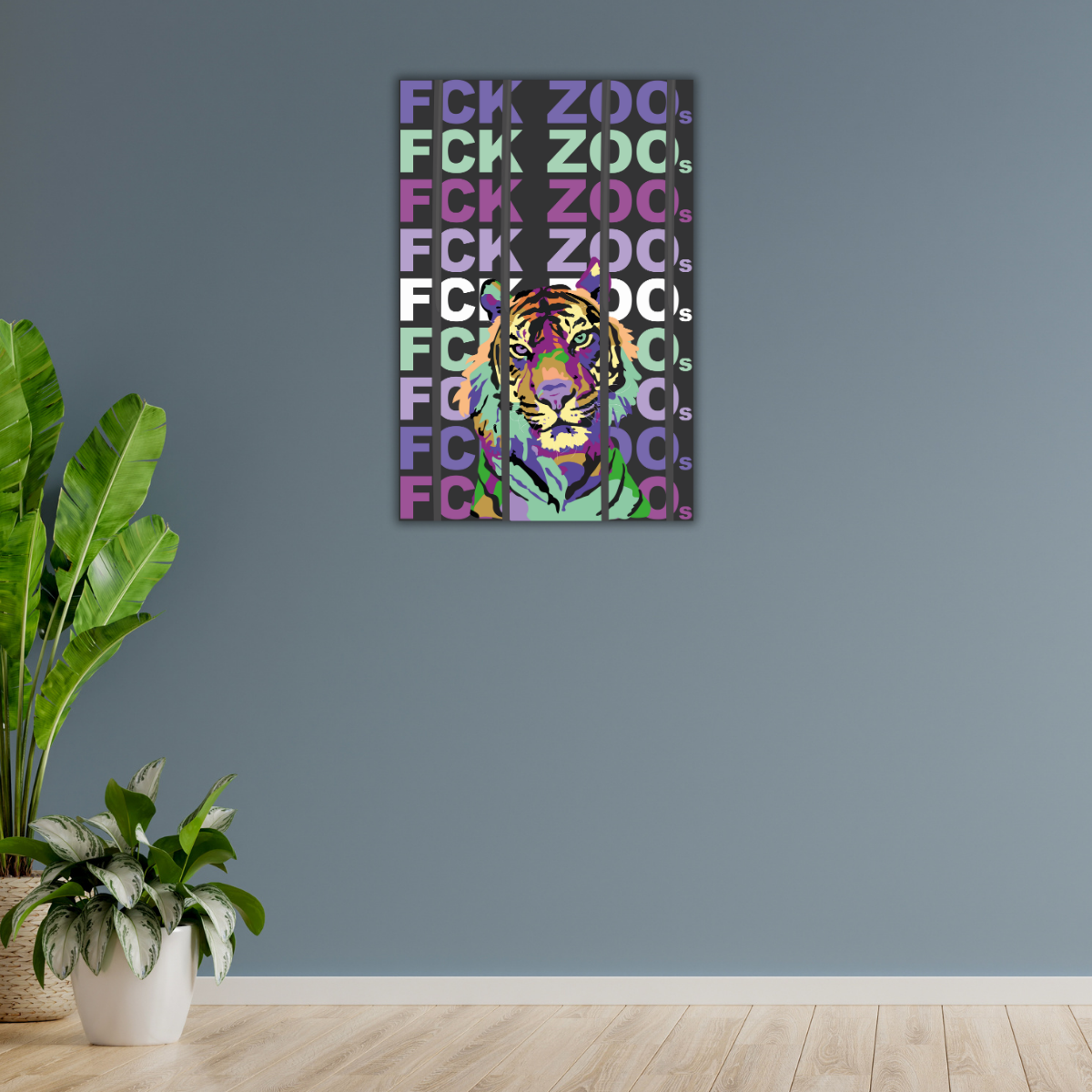 "FCK ZOOs" Tiger (Leinwandprint 90x60cm)