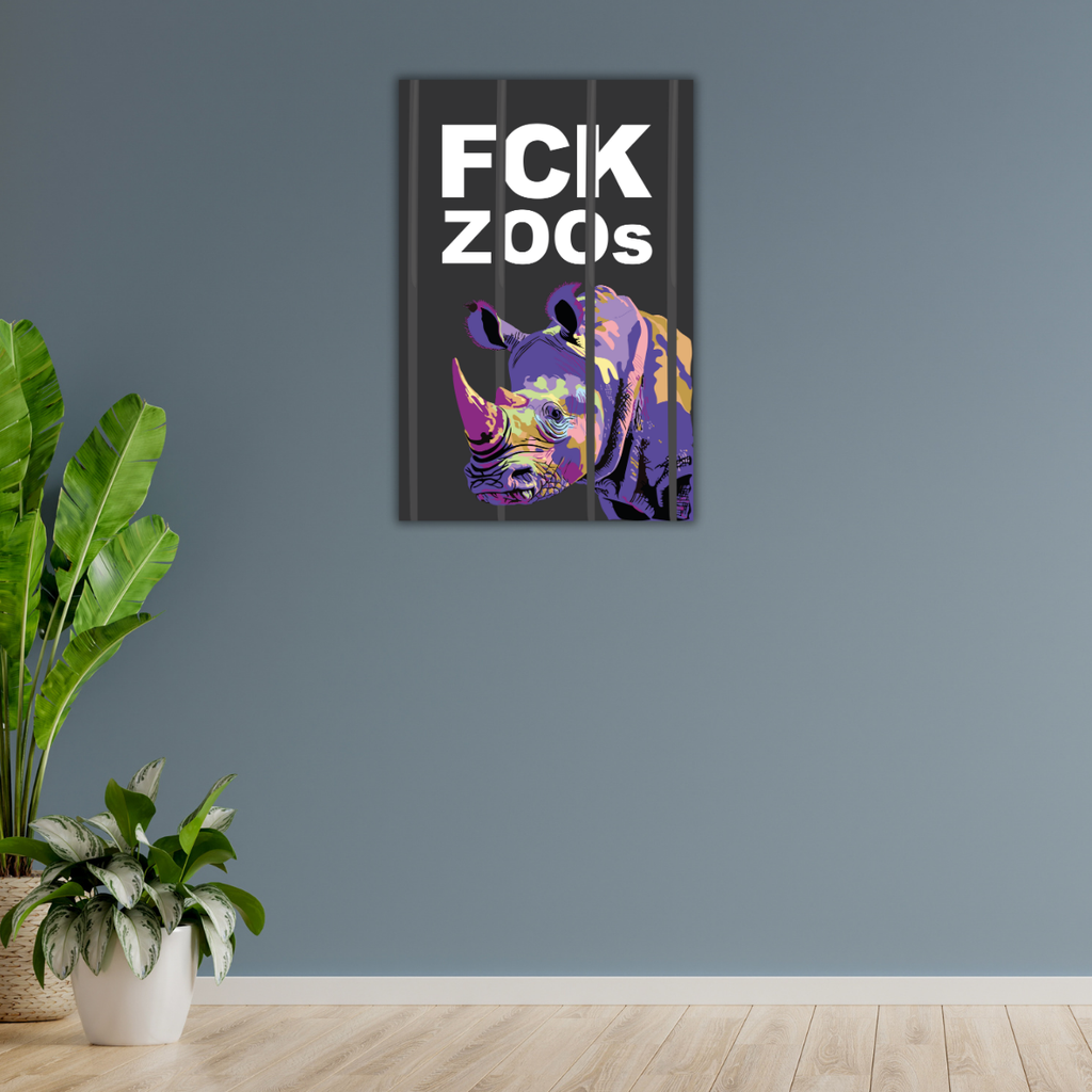 "FCK ZOOs" Rhino (Leinwandprint 90x60cm)