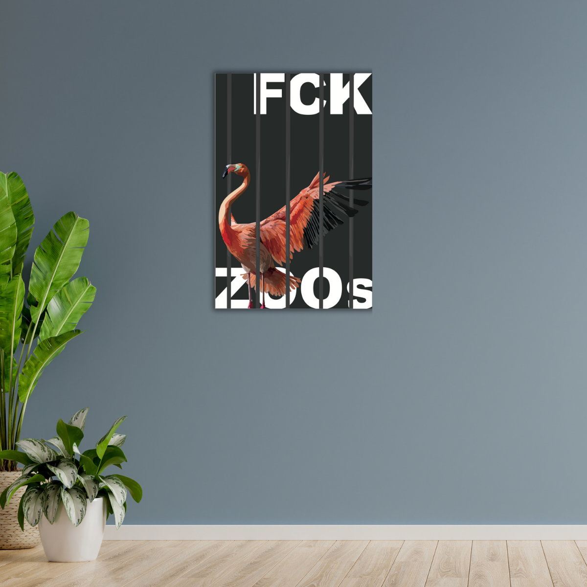 "FCK ZOOs" Flamingo (Leinwandprint 90x60cm)