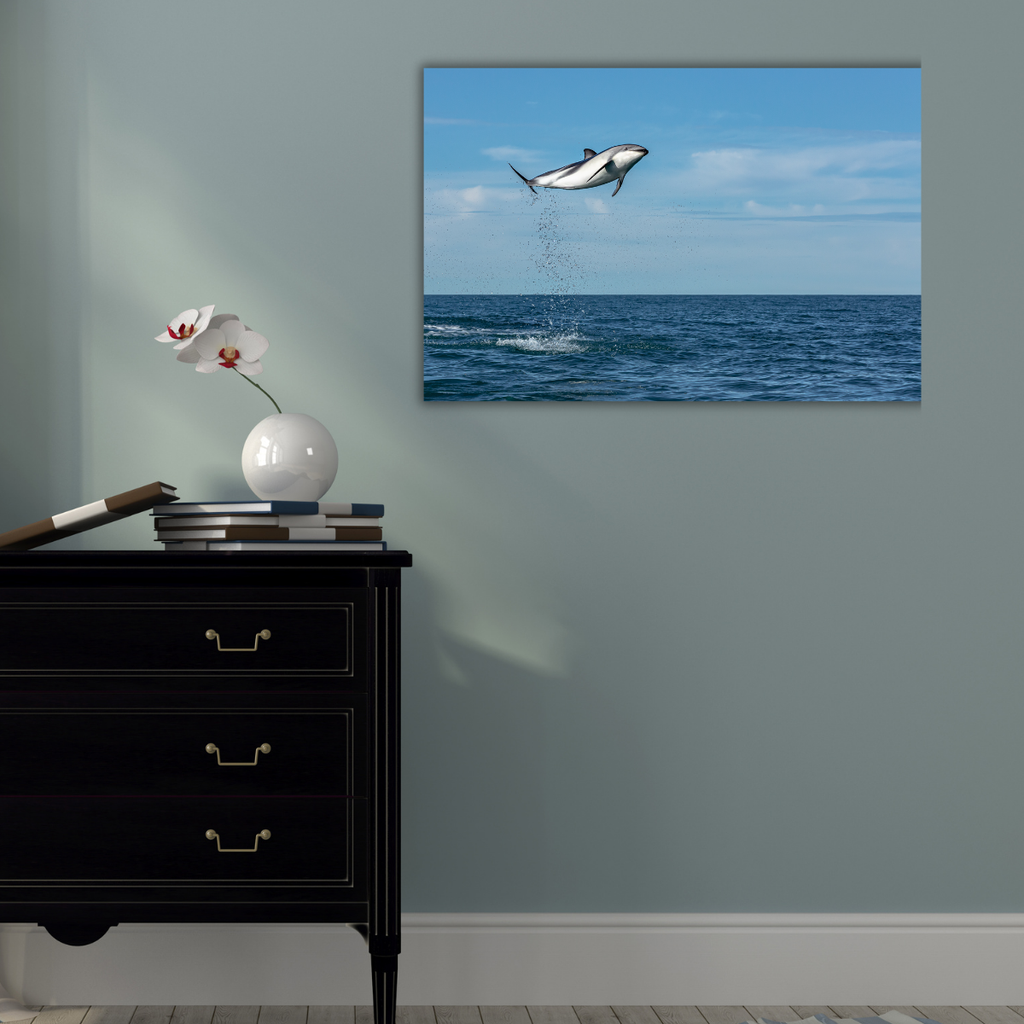 Springender Delfin (Leinwandprint 60x90cm)