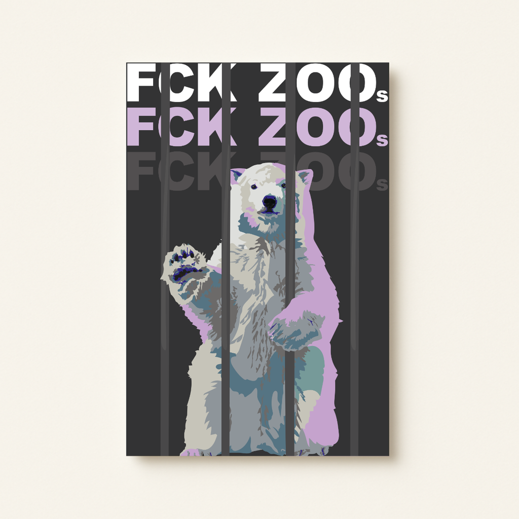 "FCK ZOOs" Eisbär (Leinwandprint 90x60cm)