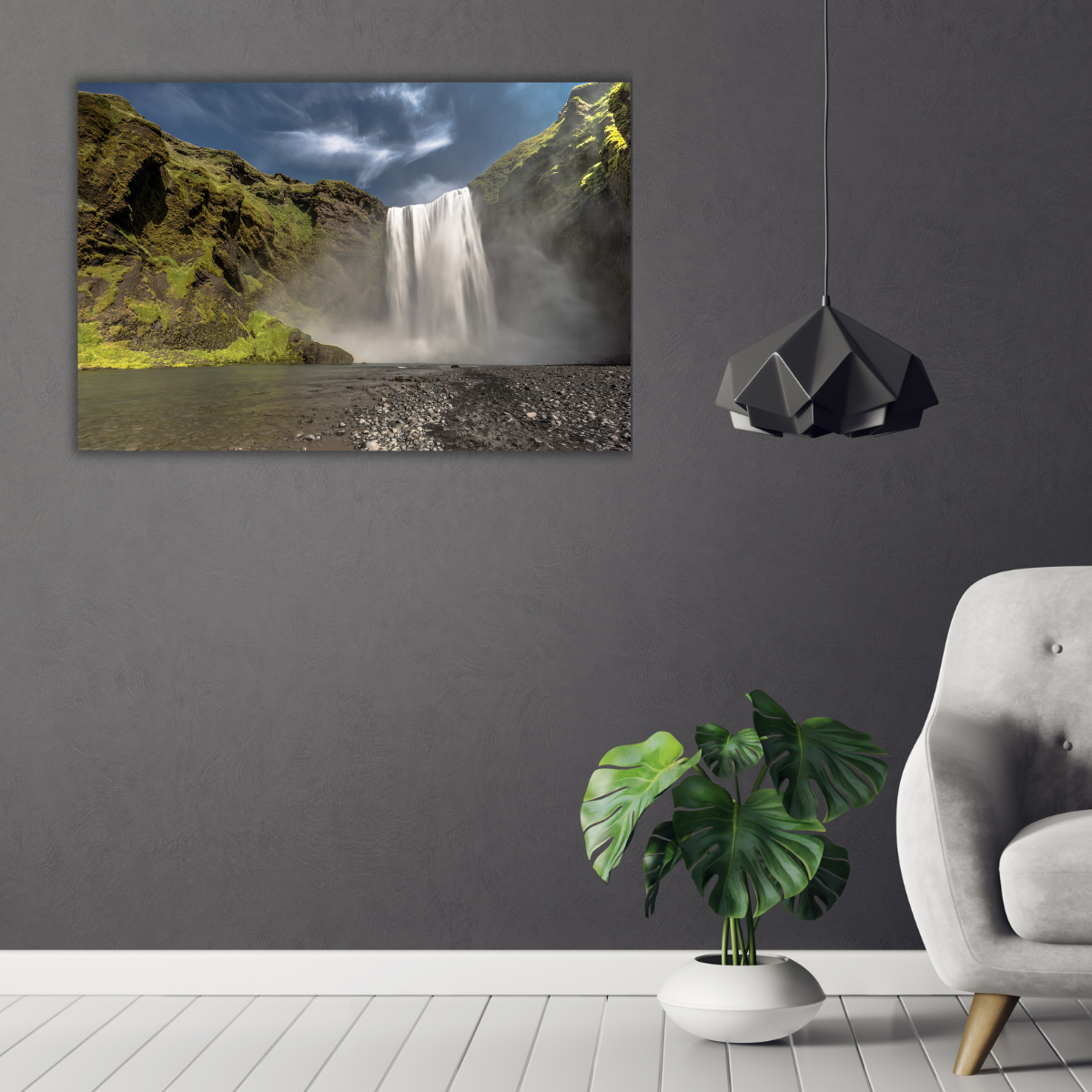 Skogafoss-Wasserfall Island (Leinwandprint 60x90cm)