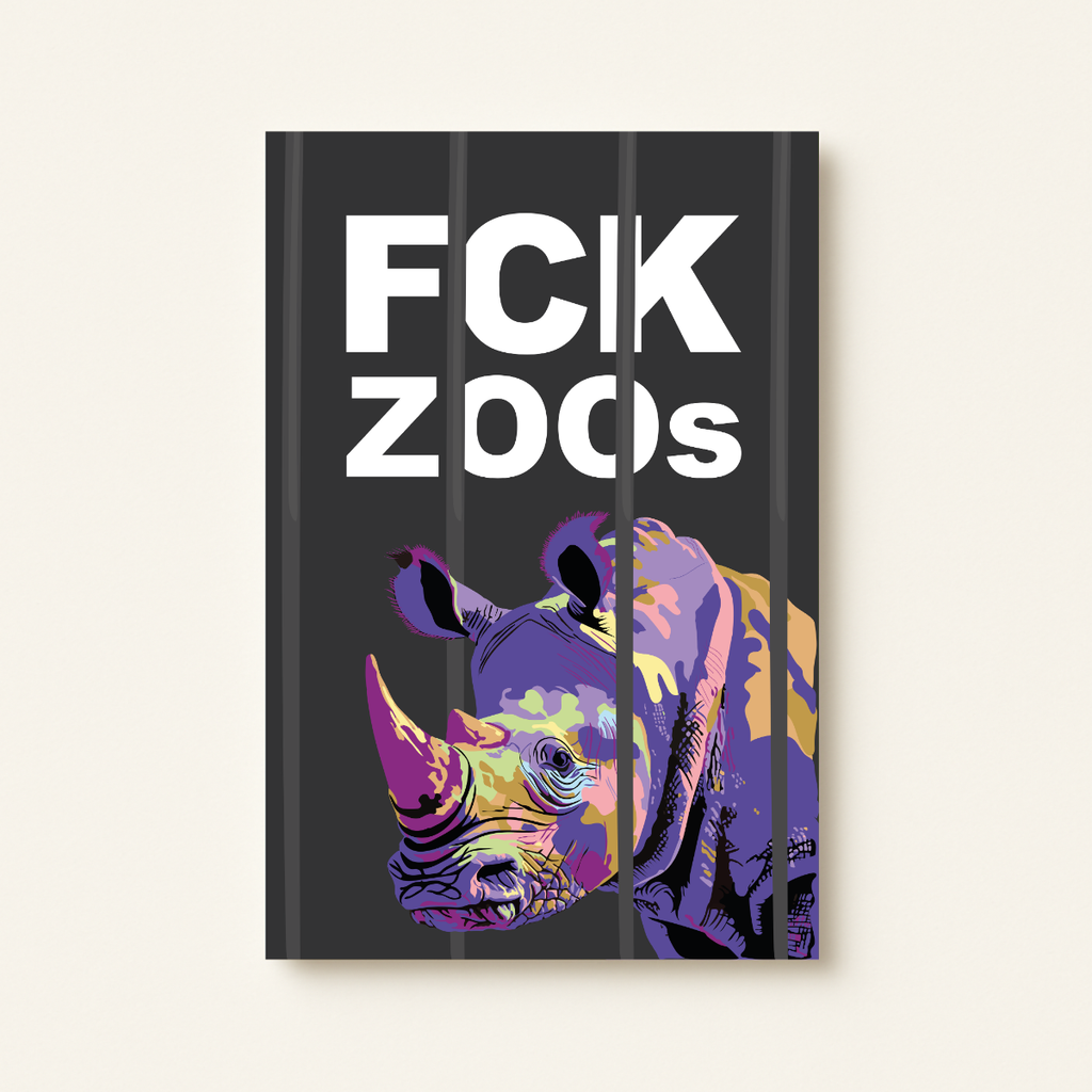 "FCK ZOOs" Rhino (Leinwandprint 90x60cm)