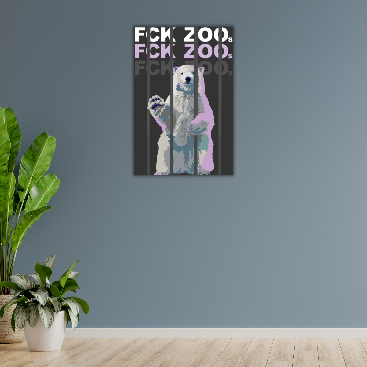 "FCK ZOOs" Eisbär (Leinwandprint 90x60cm)