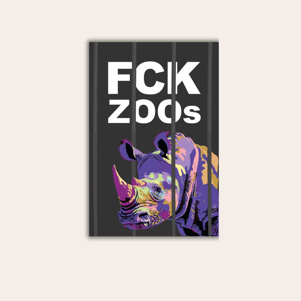 "FCK ZOOs" Rhino (Leinwandprint 90x60cm)