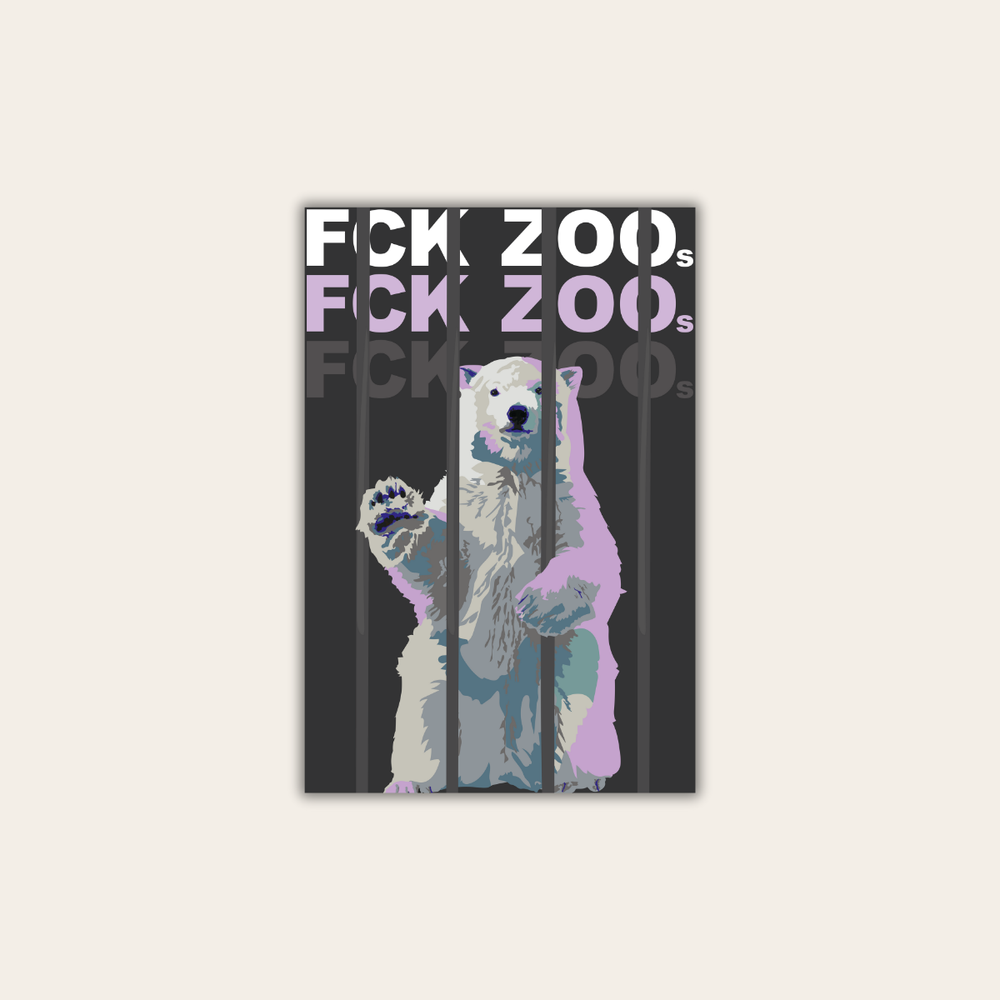 "FCK ZOOs" Eisbär (Leinwandprint 90x60cm)